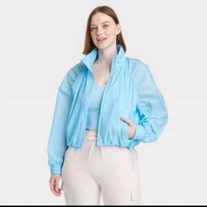 NWOT, All in Motion, Women's Light Blue Cropped Jacket, size small.